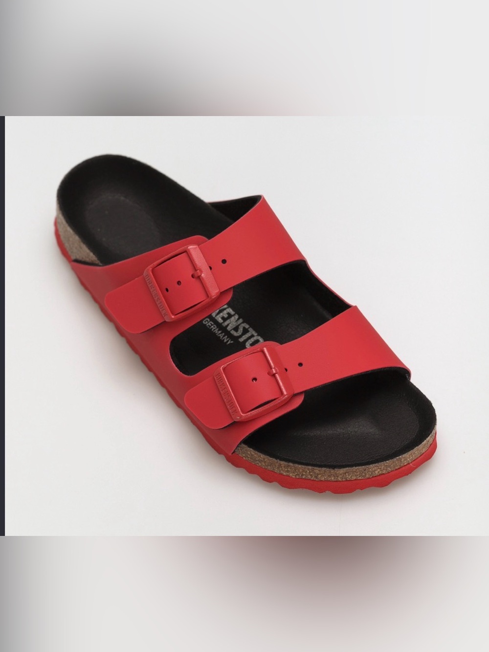Birkenstock Arizona Split Birko-Flor  Black Poppy Red Sandals EU38/US W7 /M5